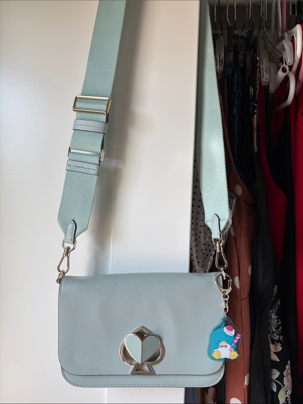 kate spade Sage Green/Sky Blue Crossbody Bag with Wide Strap